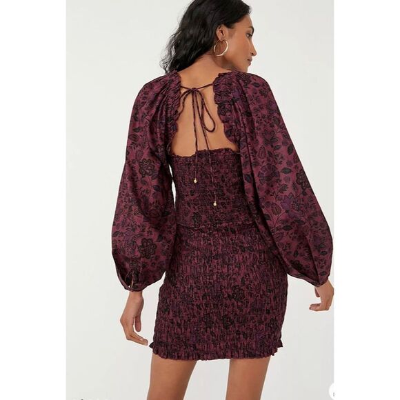 Free People Smock It to Me purple smocked mini dress NWT - Picture 3 of 12